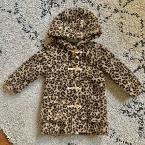 NWT Mini Boden leopard print sherpa jacket
